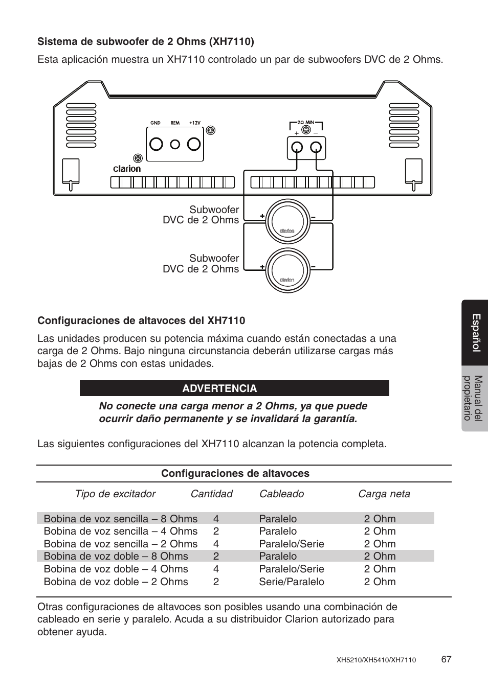 Clarion XH7110 User Manual | Page 67 / 76