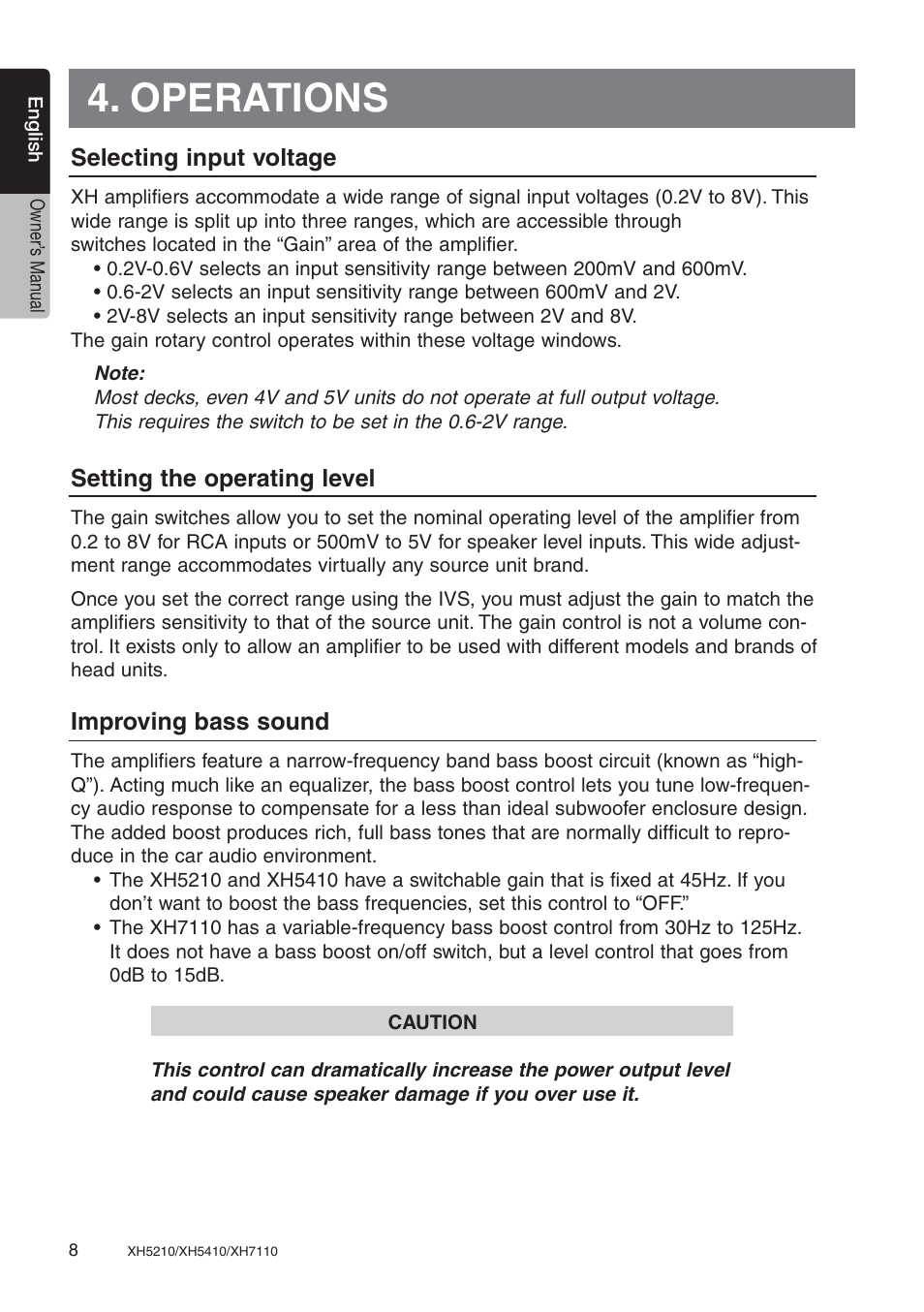 Operations | Clarion XH7110 User Manual | Page 8 / 76