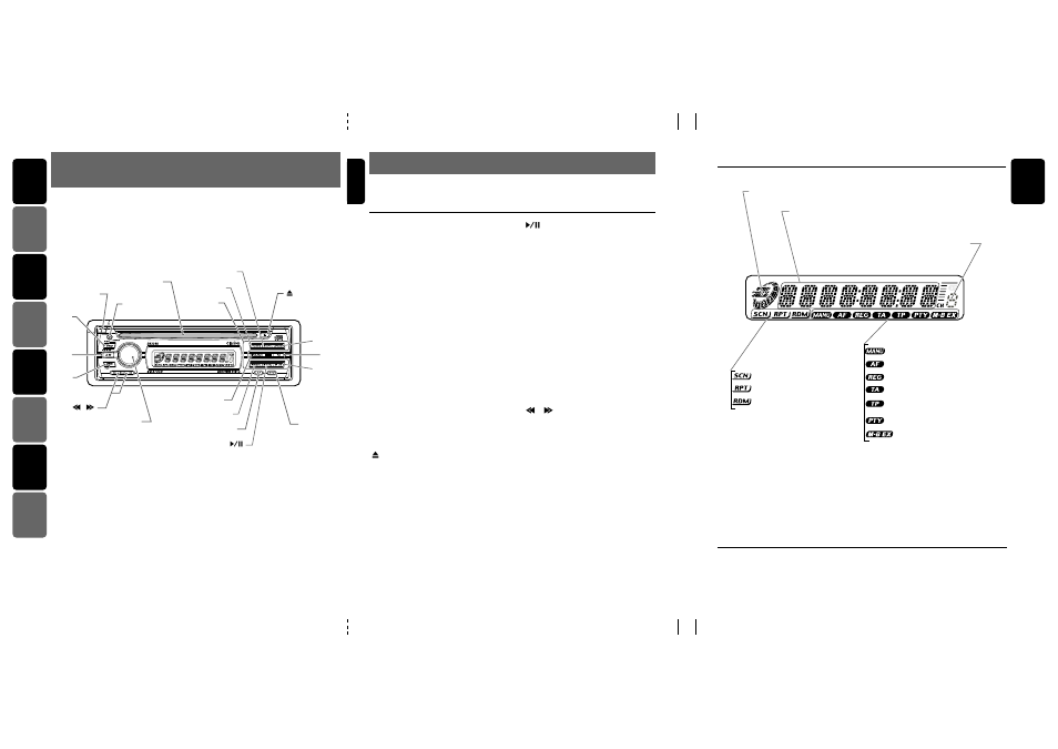 Nomenclature, Names of the buttons and their functions, Display items | Lcd screen, English | Clarion bd239rg User Manual | Page 4 / 15