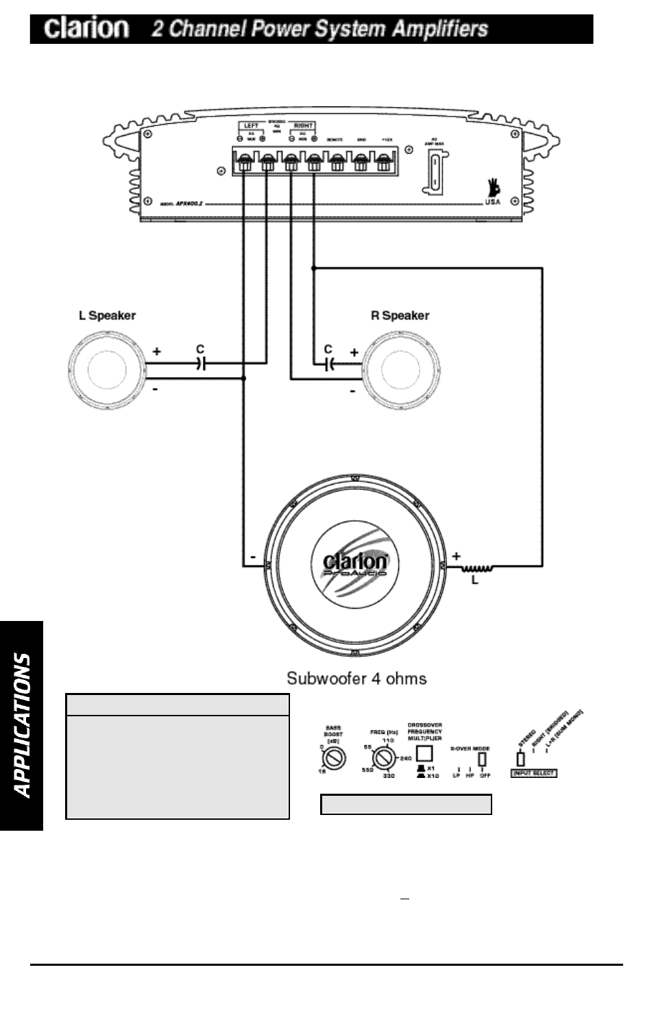 Mixed-mode satellite and subwoofer system | Clarion APX200.2 User Manual | Page 8 / 16