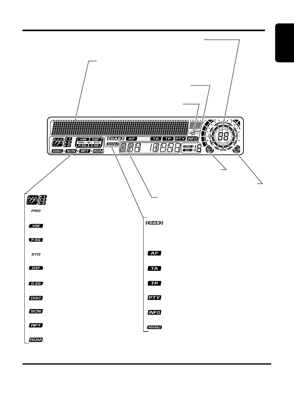 Display items, Lcd screen, 9english | Clarion DXZ825 User Manual | Page 3 / 34