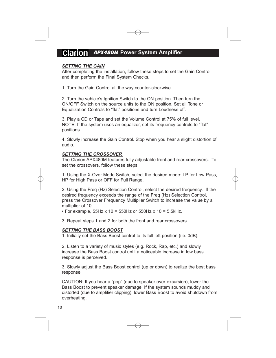 Clarion APX480M User Manual | Page 12 / 16