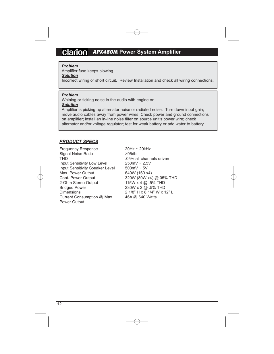 Clarion APX480M User Manual | Page 14 / 16