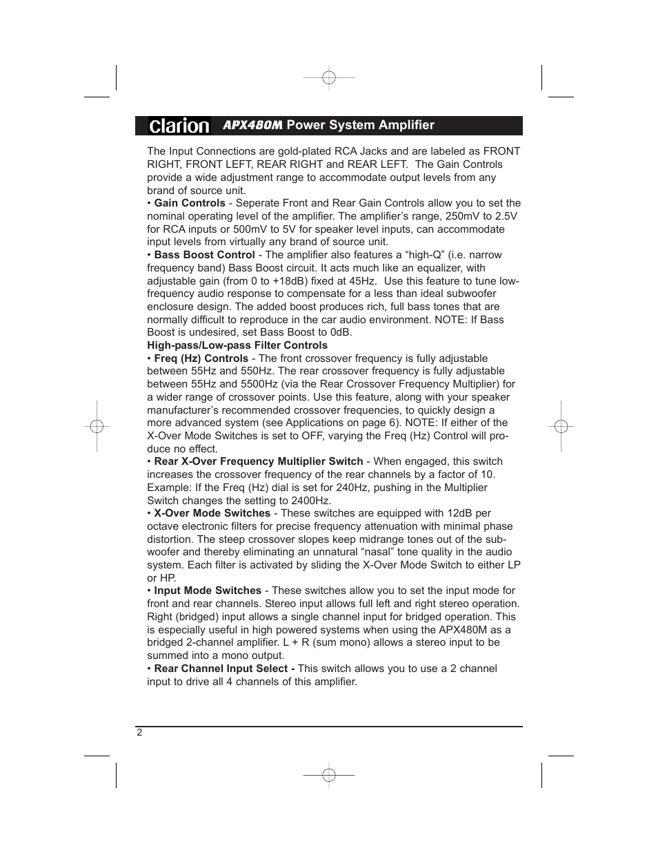 Clarion APX480M User Manual | Page 4 / 16