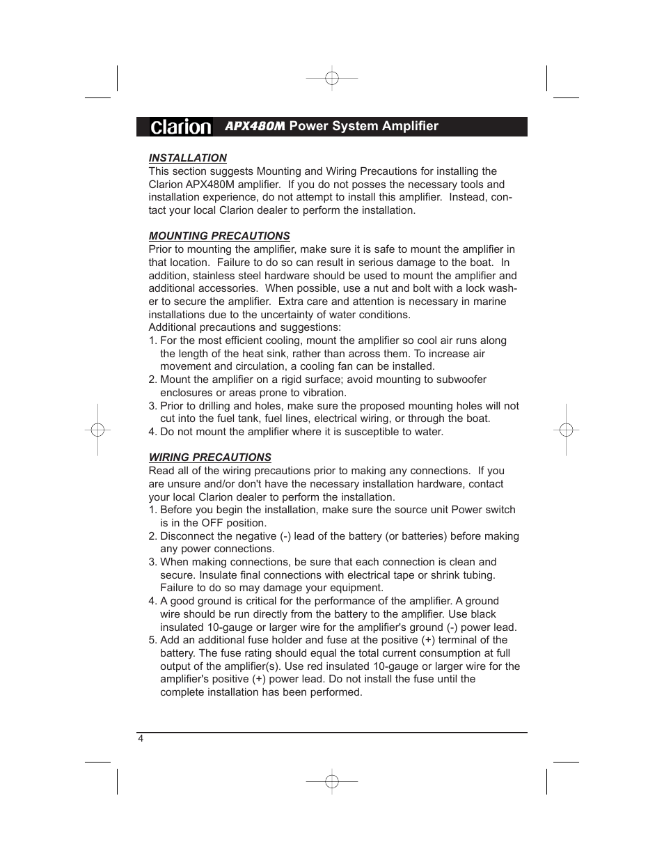 Clarion APX480M User Manual | Page 6 / 16