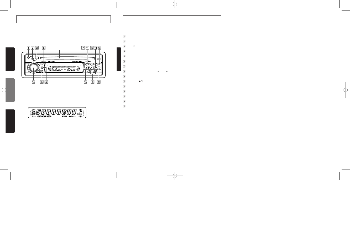 Controls / commandes / controles, Button terminology, English | Clarion DB125 User Manual | Page 2 / 12
