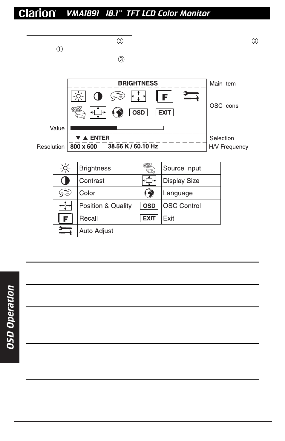 Osd oper a tion | Clarion VMA1891 User Manual | Page 6 / 12