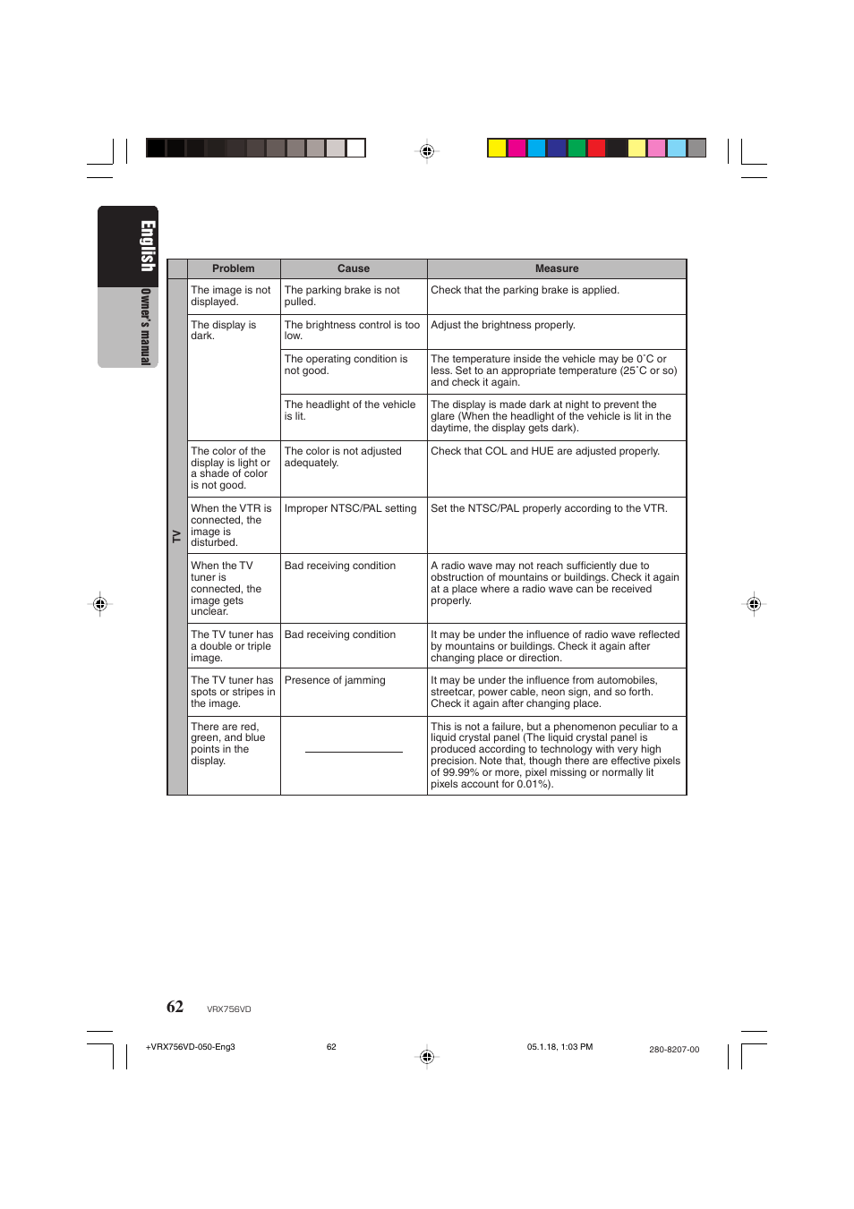 English | Clarion VRX756VD User Manual | Page 60 / 73