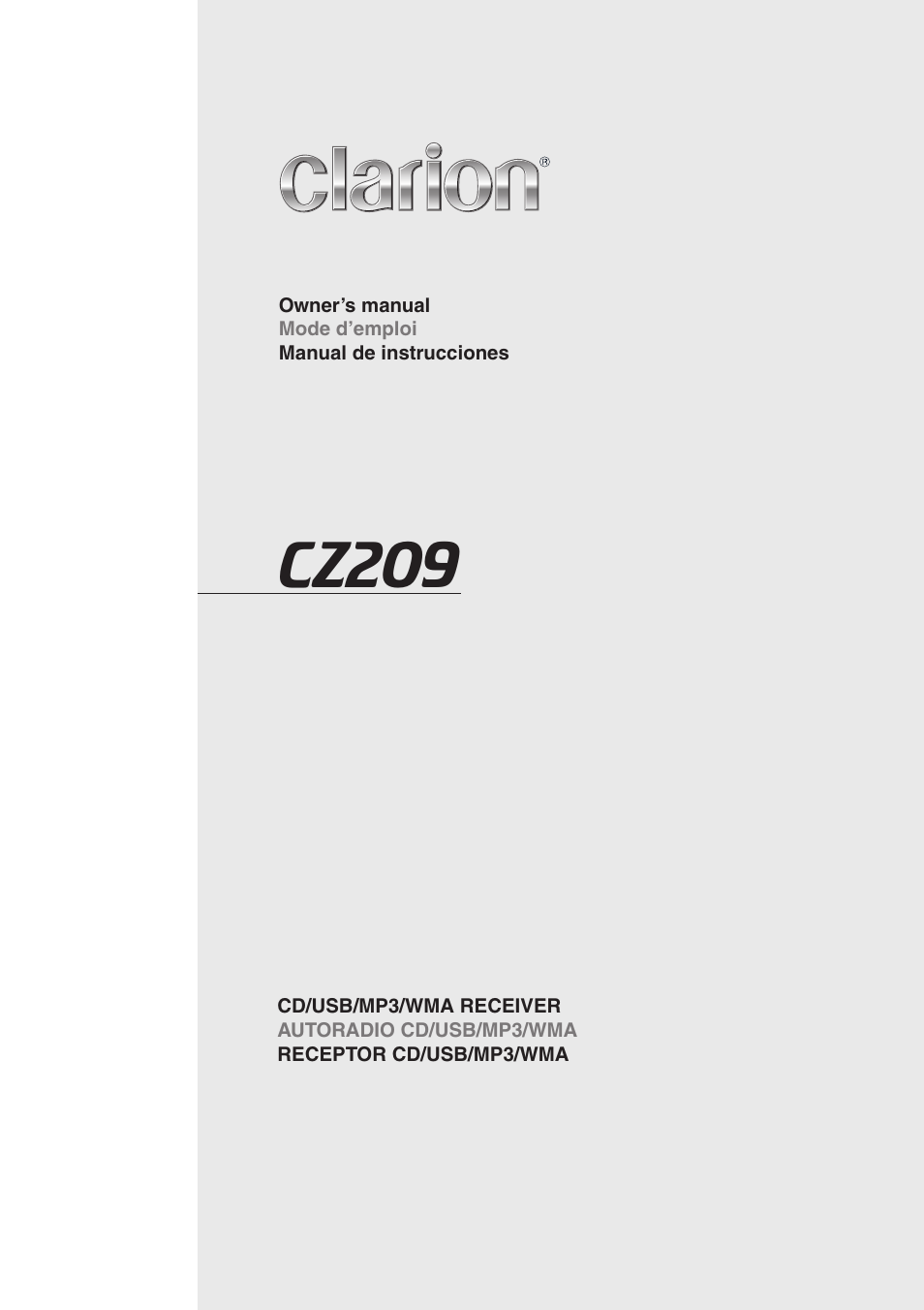 Clarion CZ209 User Manual | 23 pages