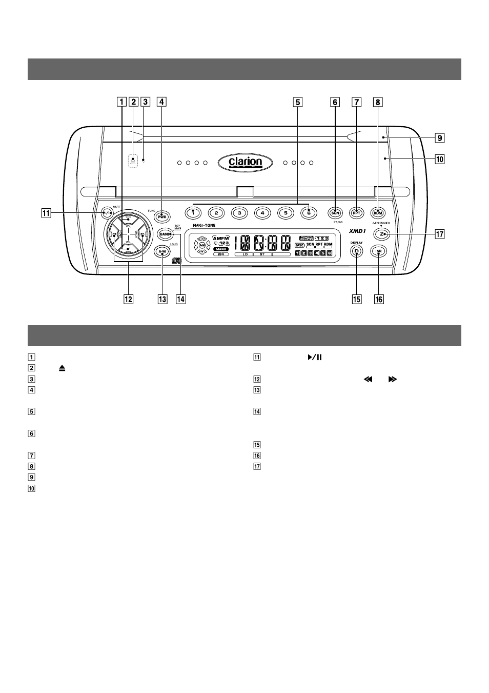 Controls 4.button terminology | Clarion AM/FM CD PLAYER XMD2 User Manual | Page 3 / 16