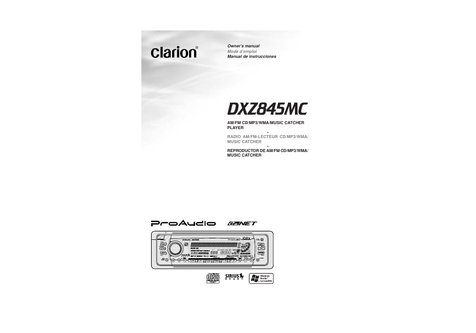 Clarion DXZ845MC User Manual | 44 pages