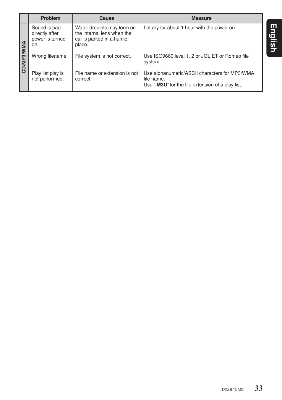 33 english | Clarion DXZ845MC User Manual | Page 33 / 44