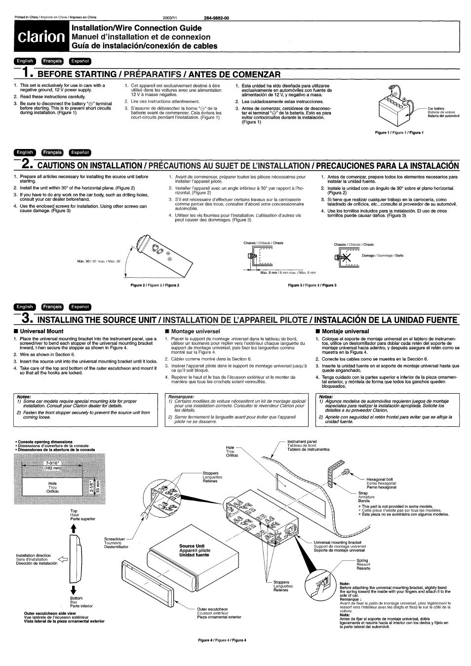 Installation guide, Mounting | Clarion DXZ845MC User Manual | Page 38 / 44