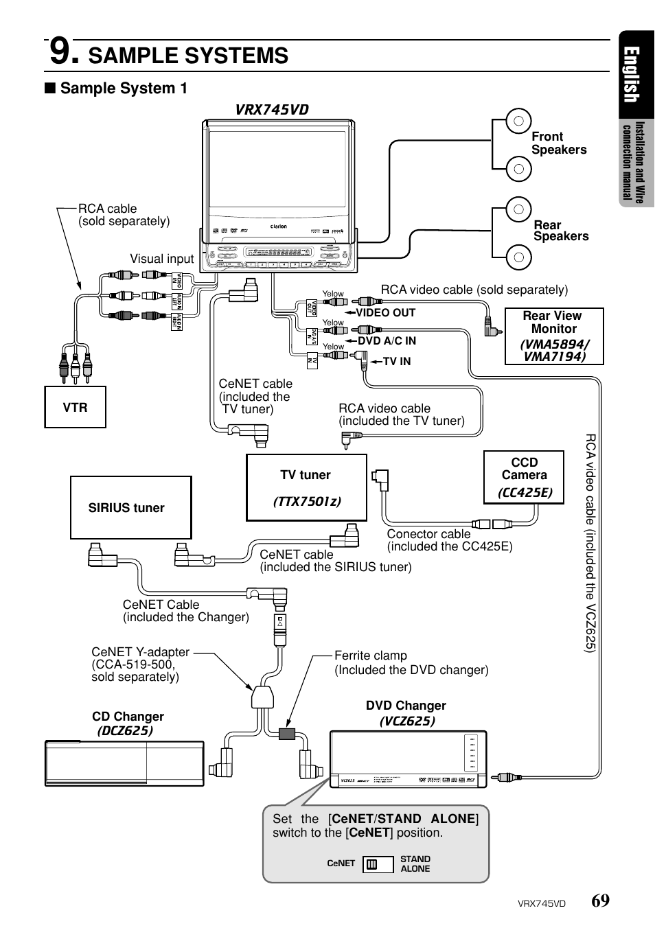 Sample systems, Sample system 1, 69 english | Clarion VRX745VD User Manual | Page 67 / 68