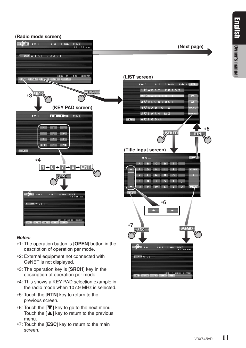 11 english | Clarion VRX745VD User Manual | Page 9 / 68
