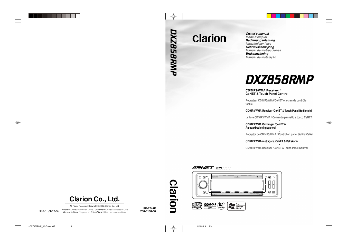 Dxz858rmp, Clarion co., ltd | Clarion DXZ858RMP User Manual | Page 55 / 55