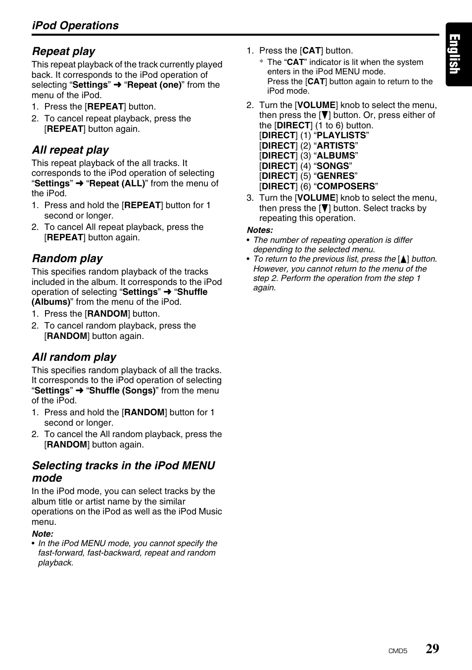 English | Clarion CMD5 User Manual | Page 29 / 38