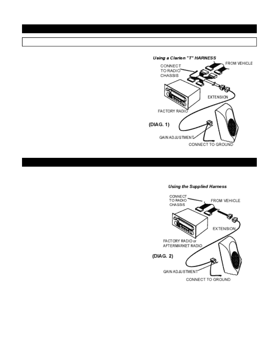 Ia. wiring using a clarion “t” harness, Ib. wiring using the supplied harness | Clarion PSWDRAM User Manual | Page 2 / 4