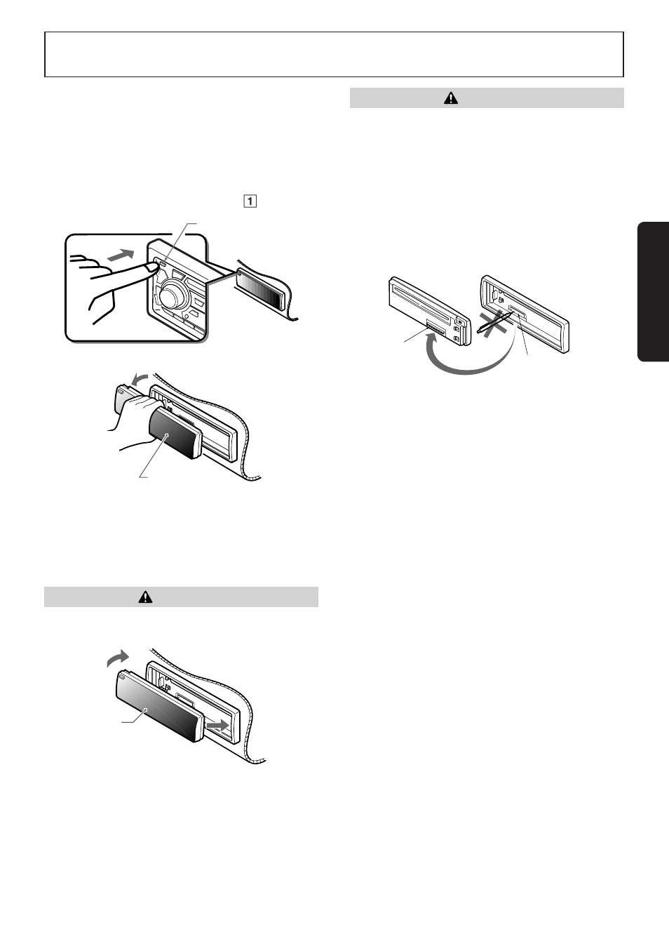 Dcp (detachable control panel), 7english, Removing the dcp | Attaching the dcp, Caution | Clarion DB225 User Manual | Page 5 / 12