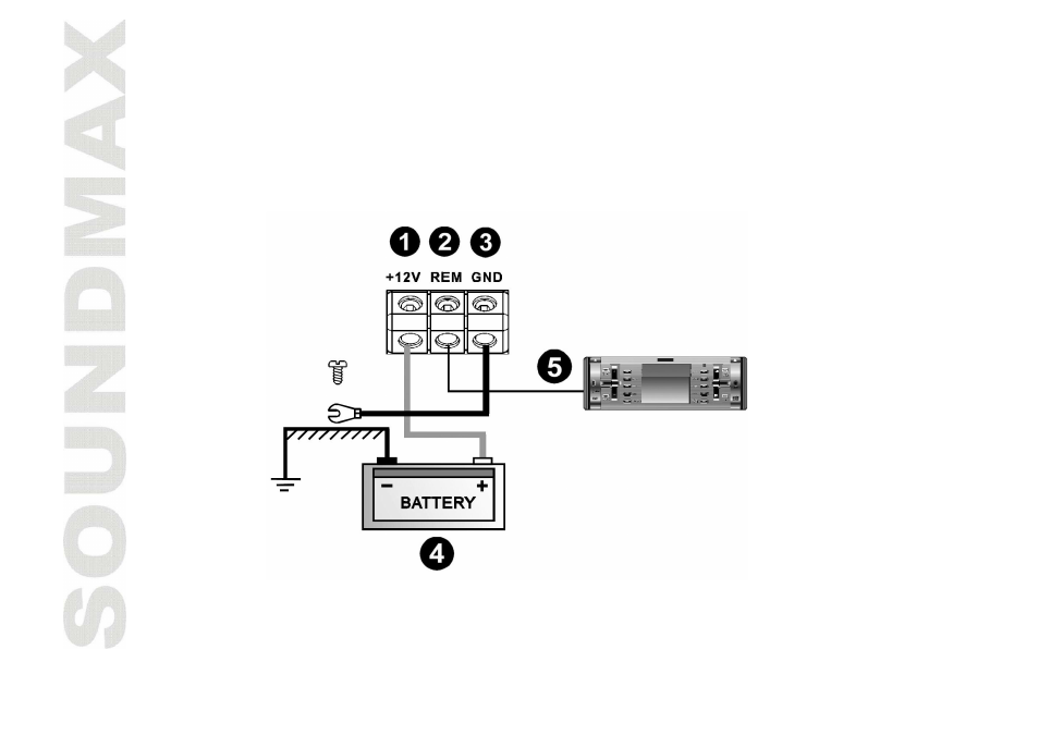 Power supply/remote turn-on connection | SoundMax SM-SA6042 User Manual | Page 8 / 28