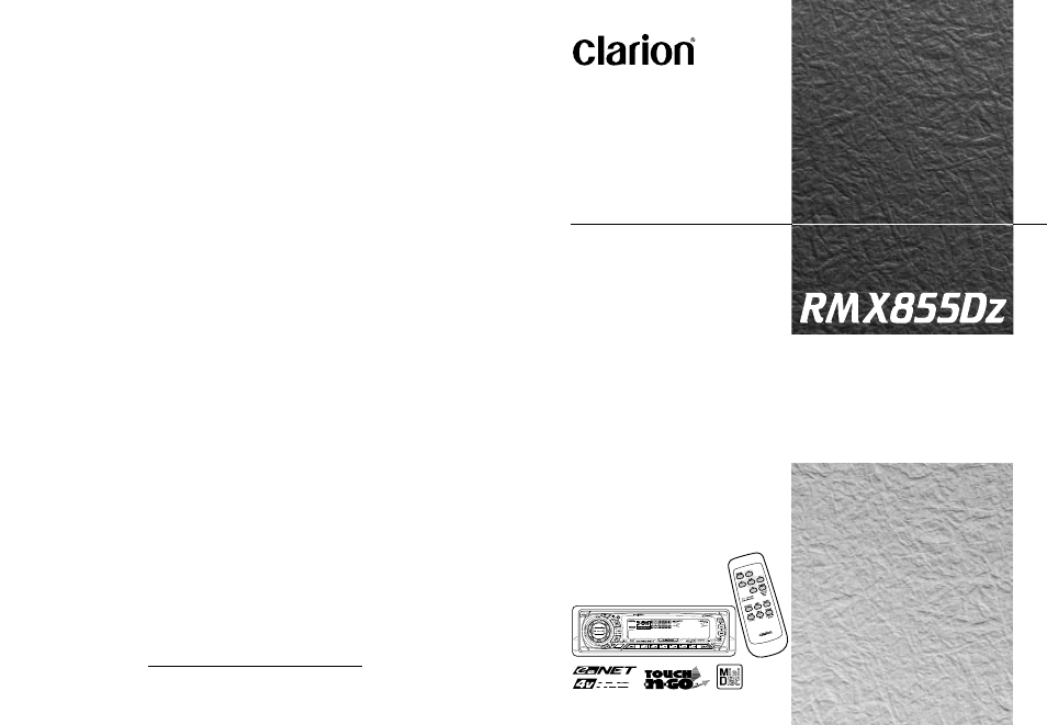 Clarion RMX855Dz User Manual | 26 pages