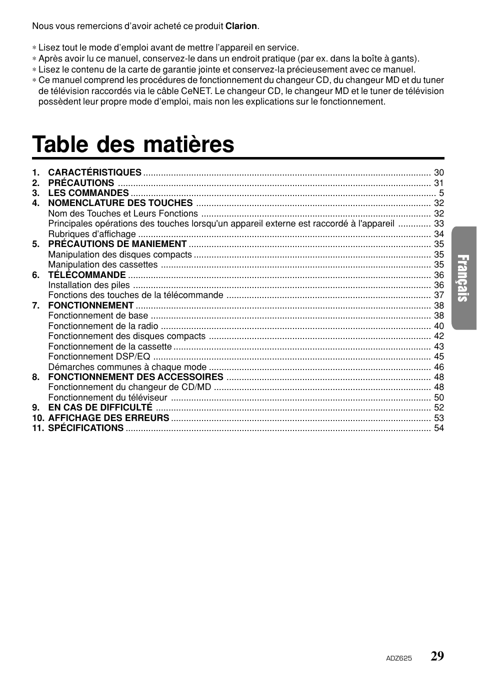 Clarion ADZ625 User Manual | Page 25 / 104
