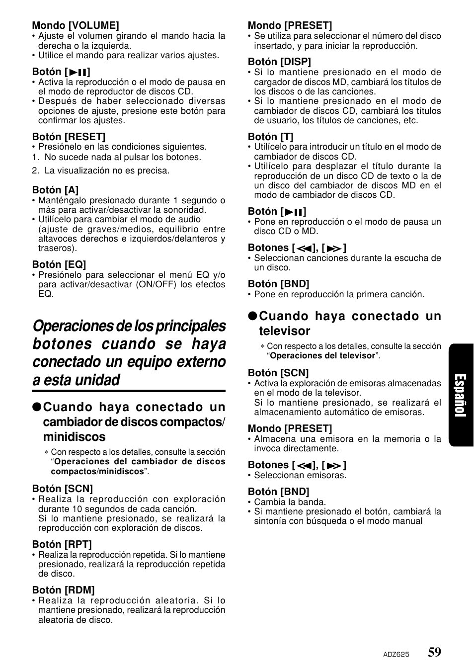Cuando haya conectado un televisor | Clarion ADZ625 User Manual | Page 55 / 104