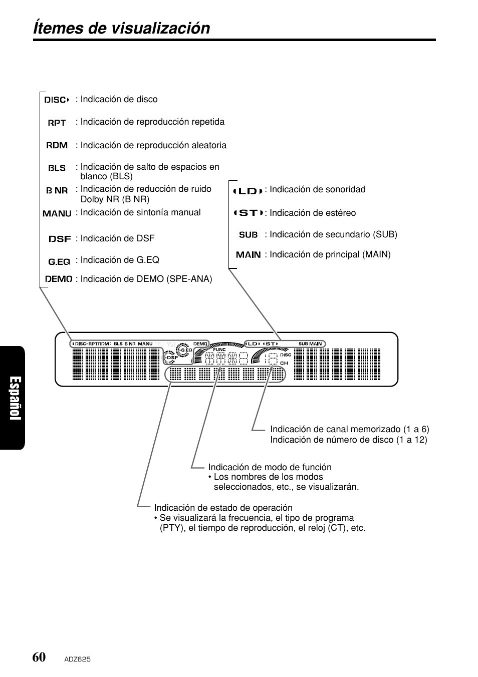 Ítemes de visualización | Clarion ADZ625 User Manual | Page 56 / 104