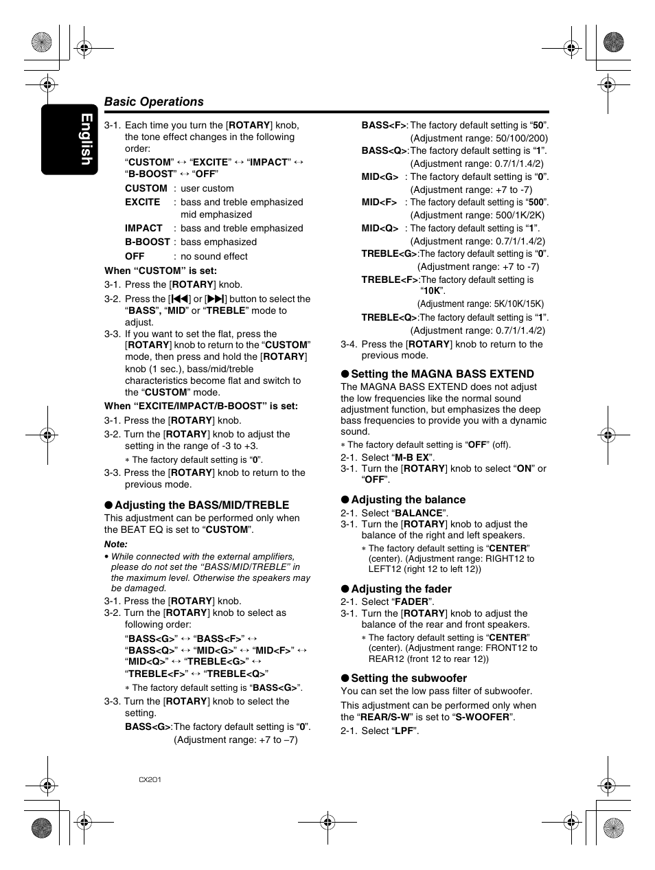 Englis h 10 | Clarion CX201 User Manual | Page 10 / 33
