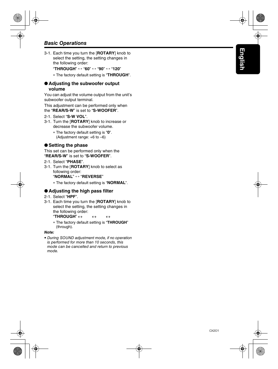 Englis h 11 | Clarion CX201 User Manual | Page 11 / 33