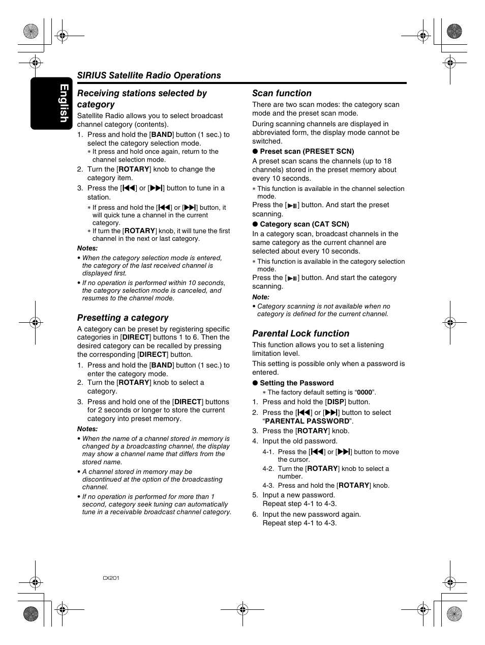 Englis h 14 | Clarion CX201 User Manual | Page 14 / 33