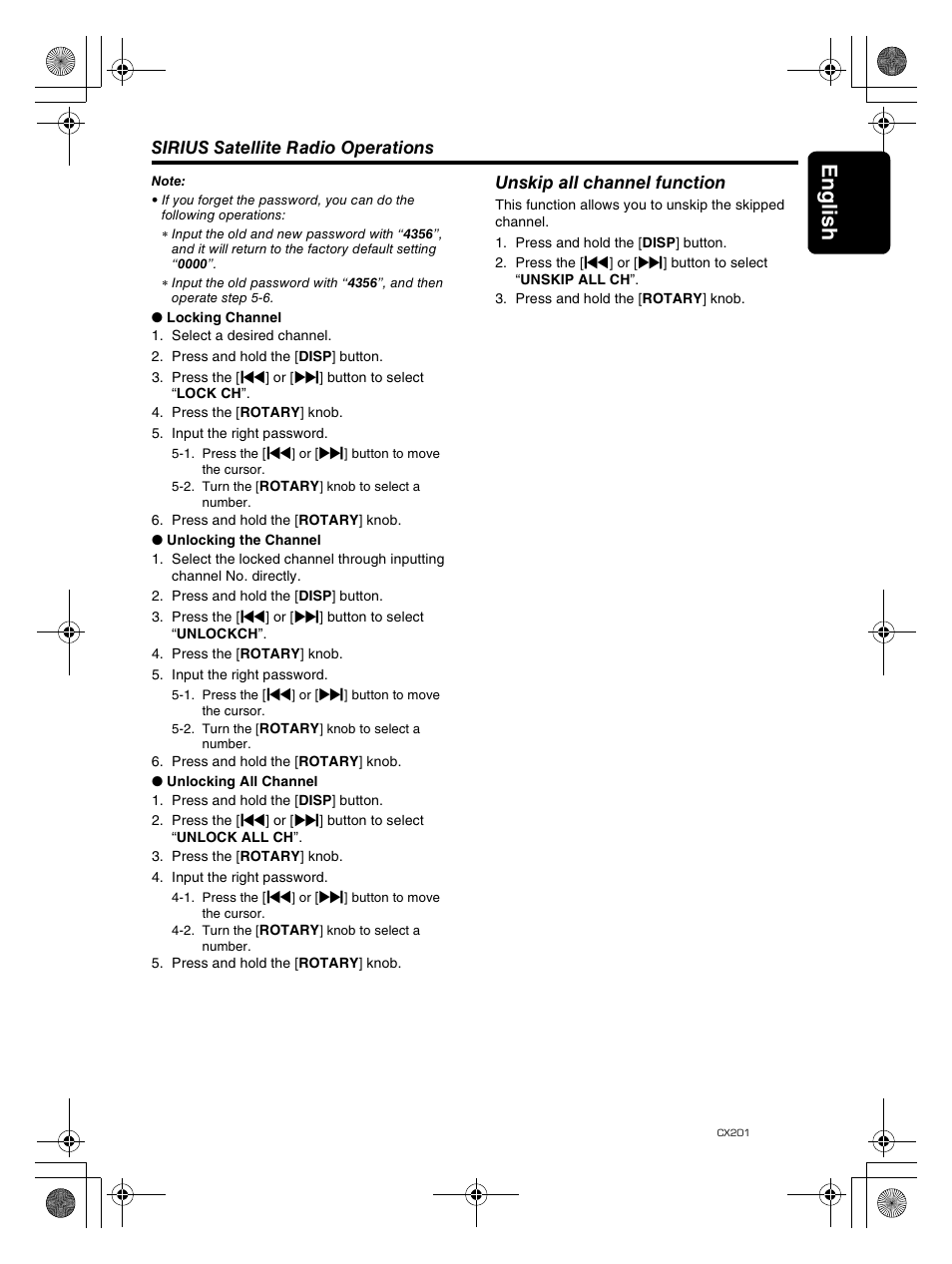 Englis h 15 | Clarion CX201 User Manual | Page 15 / 33