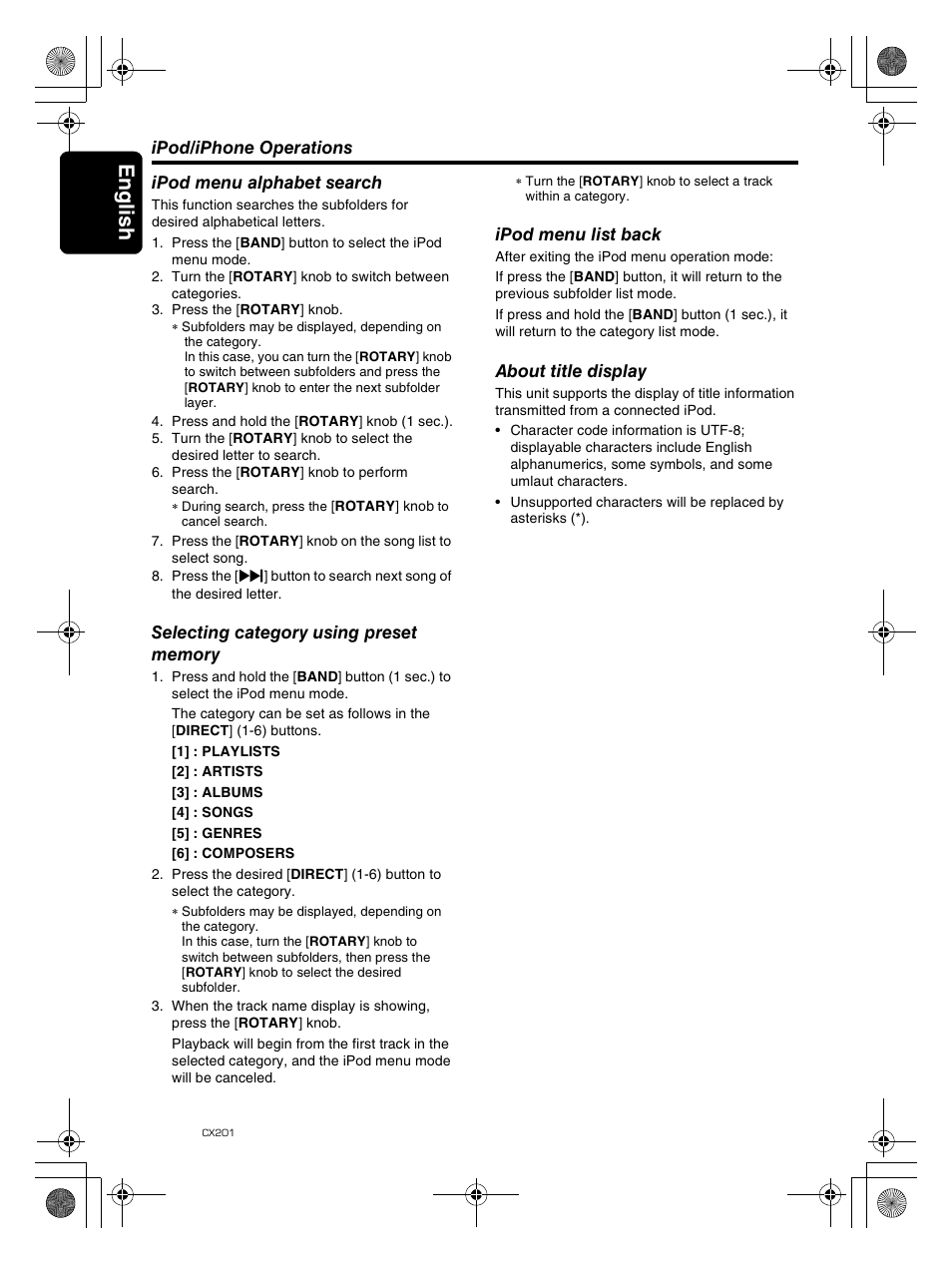 Englis h 28 | Clarion CX201 User Manual | Page 28 / 33