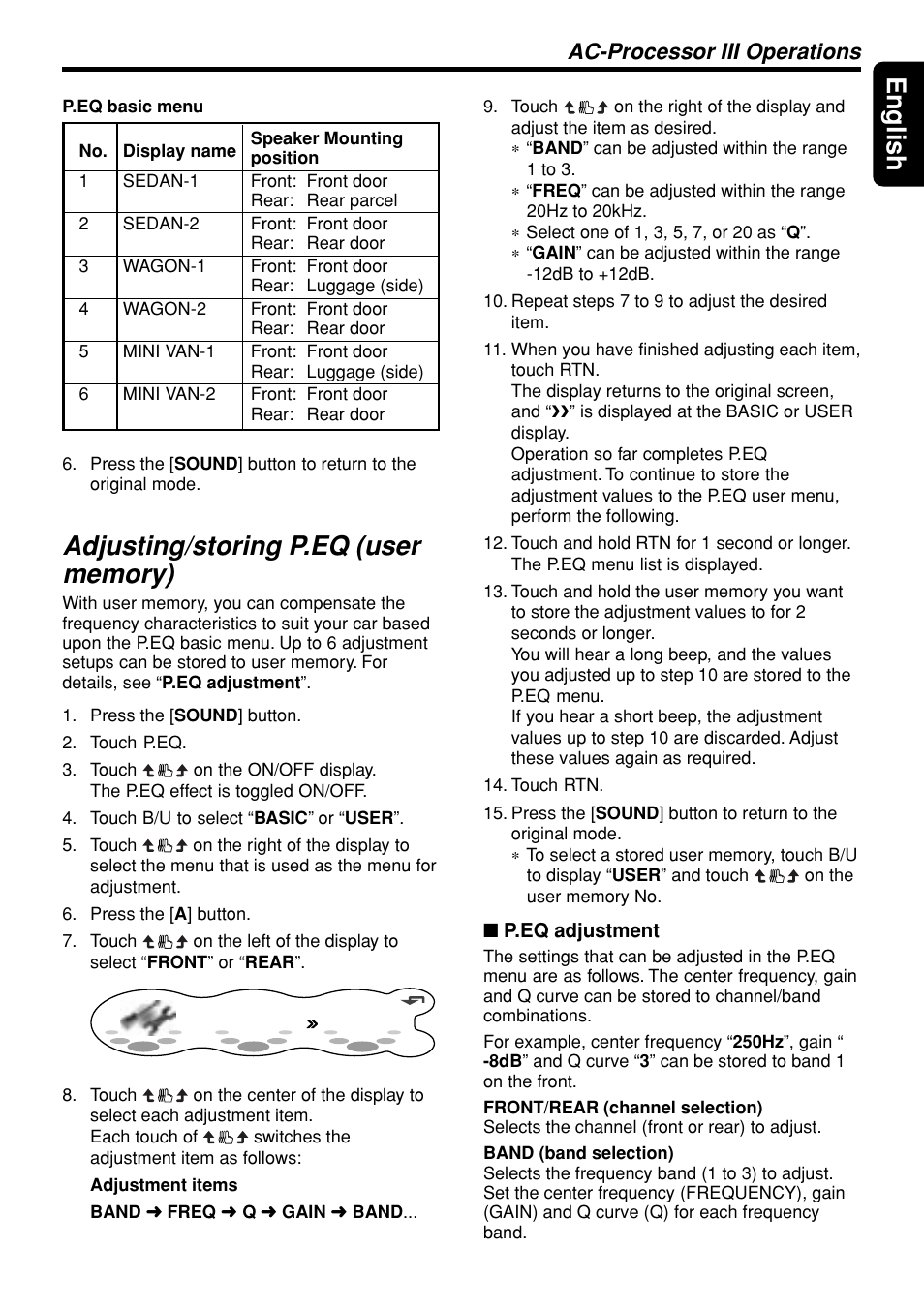 21 english, Ac-processor iii operations | Clarion DXZ945MP User Manual | Page 21 / 59