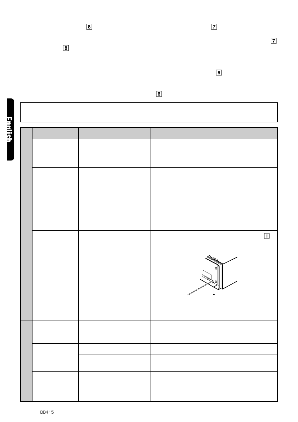 Troubleshooting, English, Scan play (intro music scan) | Repeat play, Random play | Clarion DB415 User Manual | Page 12 / 14