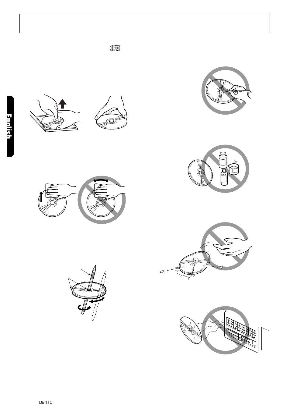 Handling compact discs, English | Clarion DB415 User Manual | Page 4 / 14