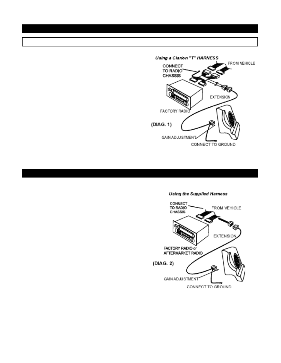 Ia. wiring using a clarion “t” harness, Ib. wiring using the supplied harness | Clarion PSWFRGR User Manual | Page 2 / 4