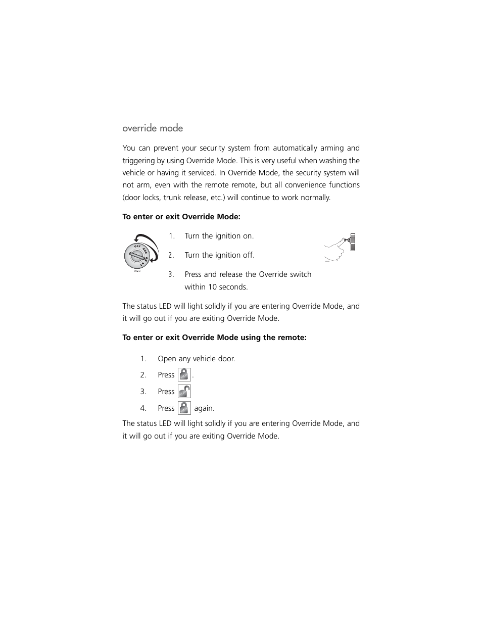 Override mode | Clarion S100 User Manual | Page 15 / 36