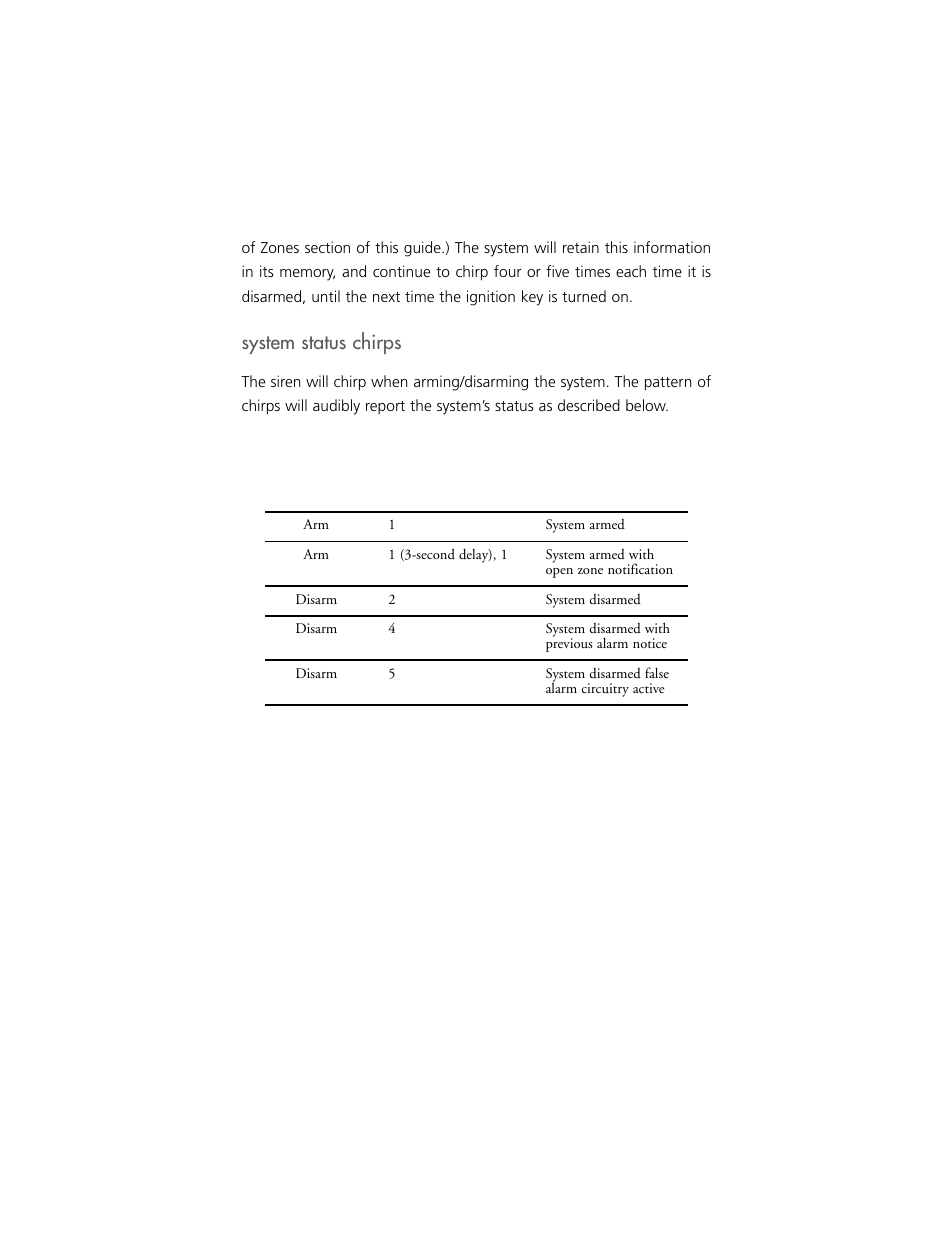 System status chirps | Clarion S100 User Manual | Page 18 / 36