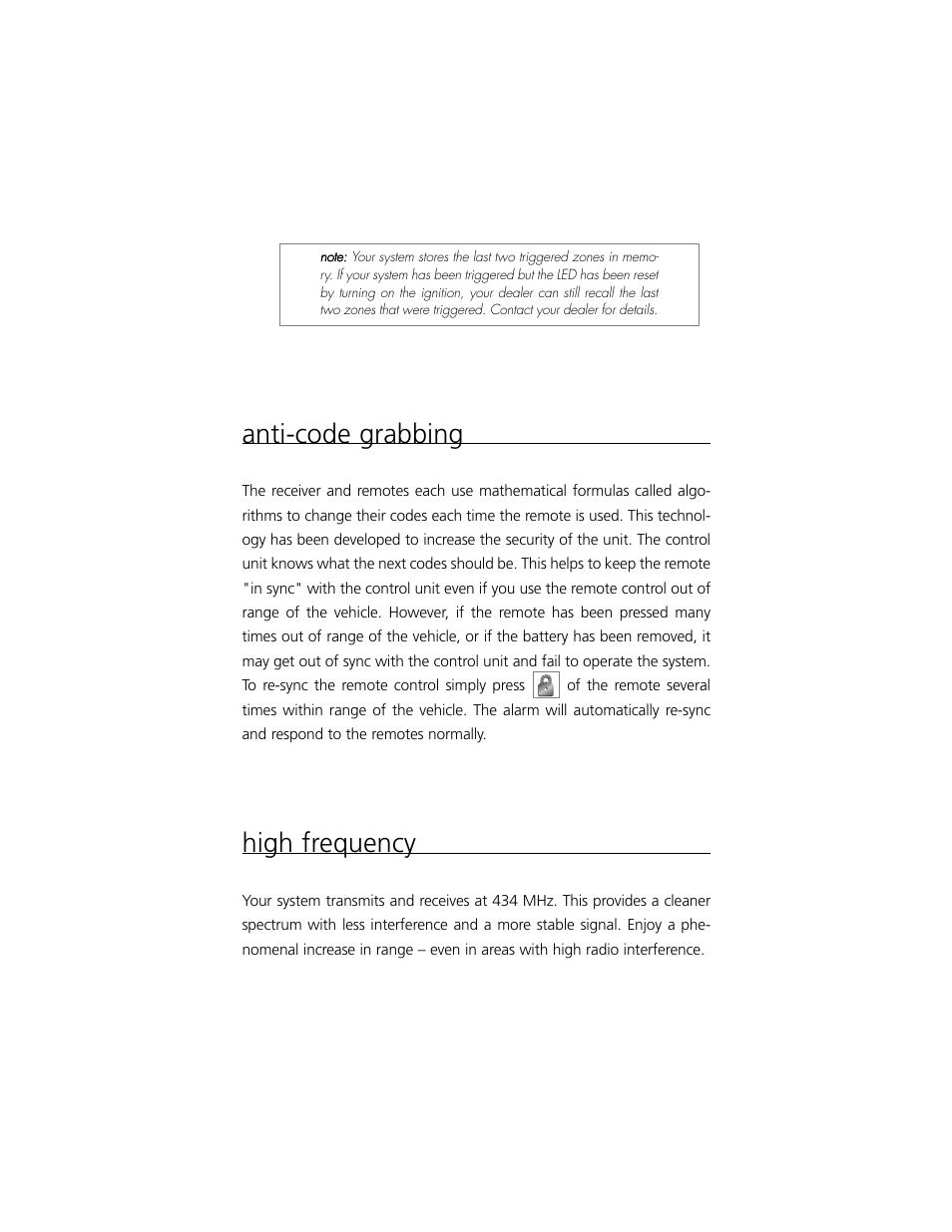 Anti-code grabbing, High frequency | Clarion S100 User Manual | Page 20 / 36