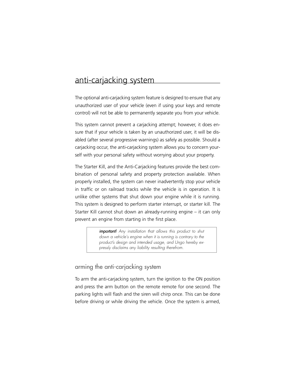 Anti-carjacking system, Arming the anti-carjacking system | Clarion S100 User Manual | Page 27 / 36