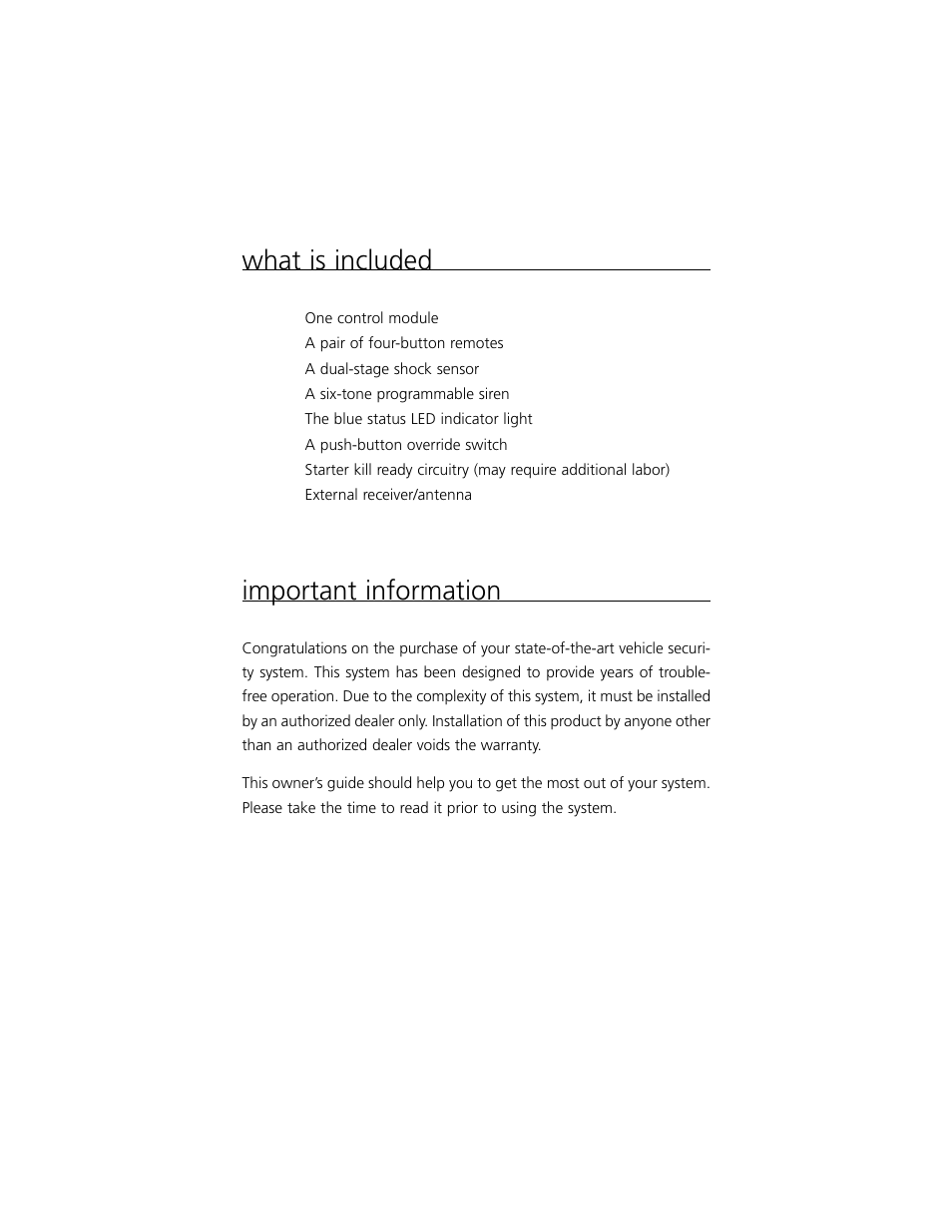 What is included, Important information | Clarion S100 User Manual | Page 6 / 36