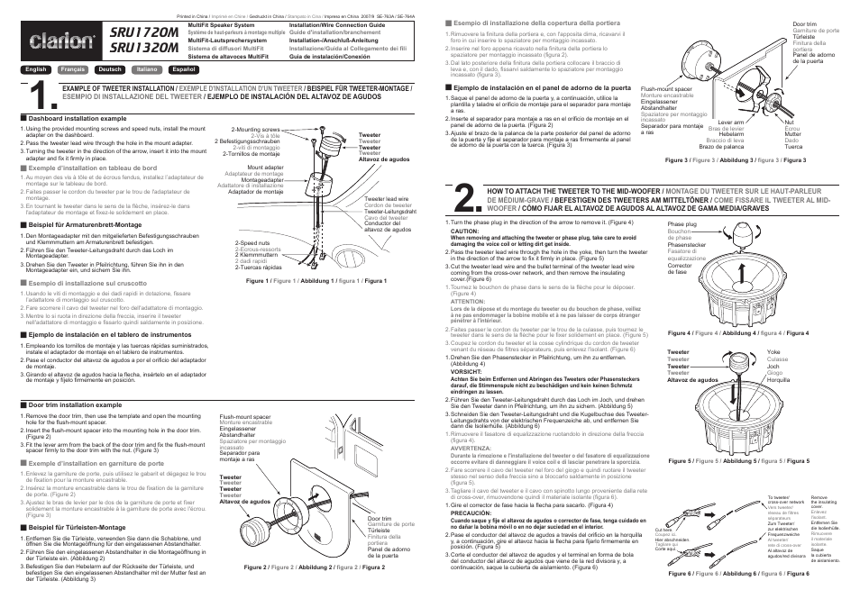 Clarion SRU1720M User Manual | 2 pages