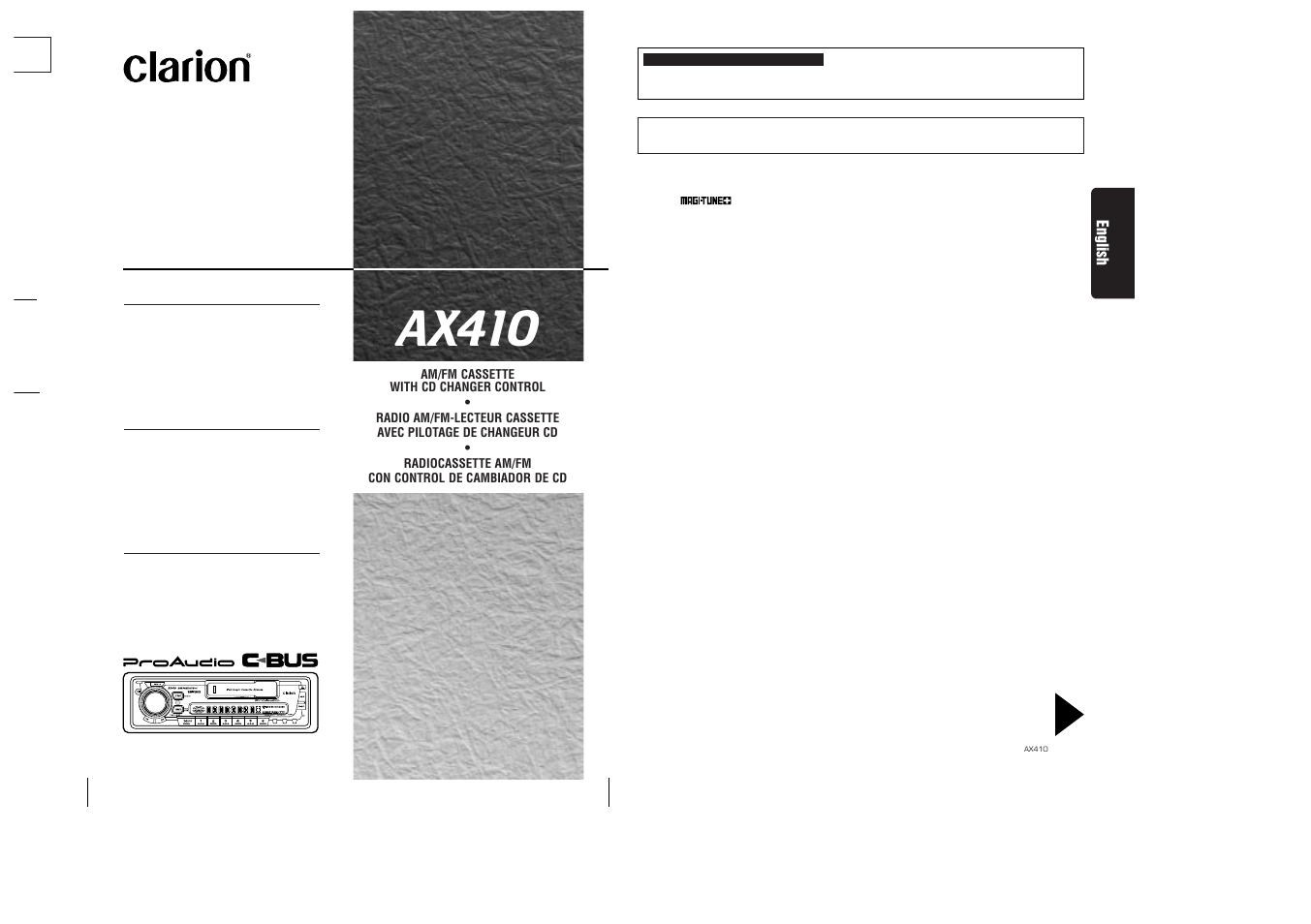 Ax410, Features, 2english | Information for users | Clarion AX410 User Manual | Page 3 / 14