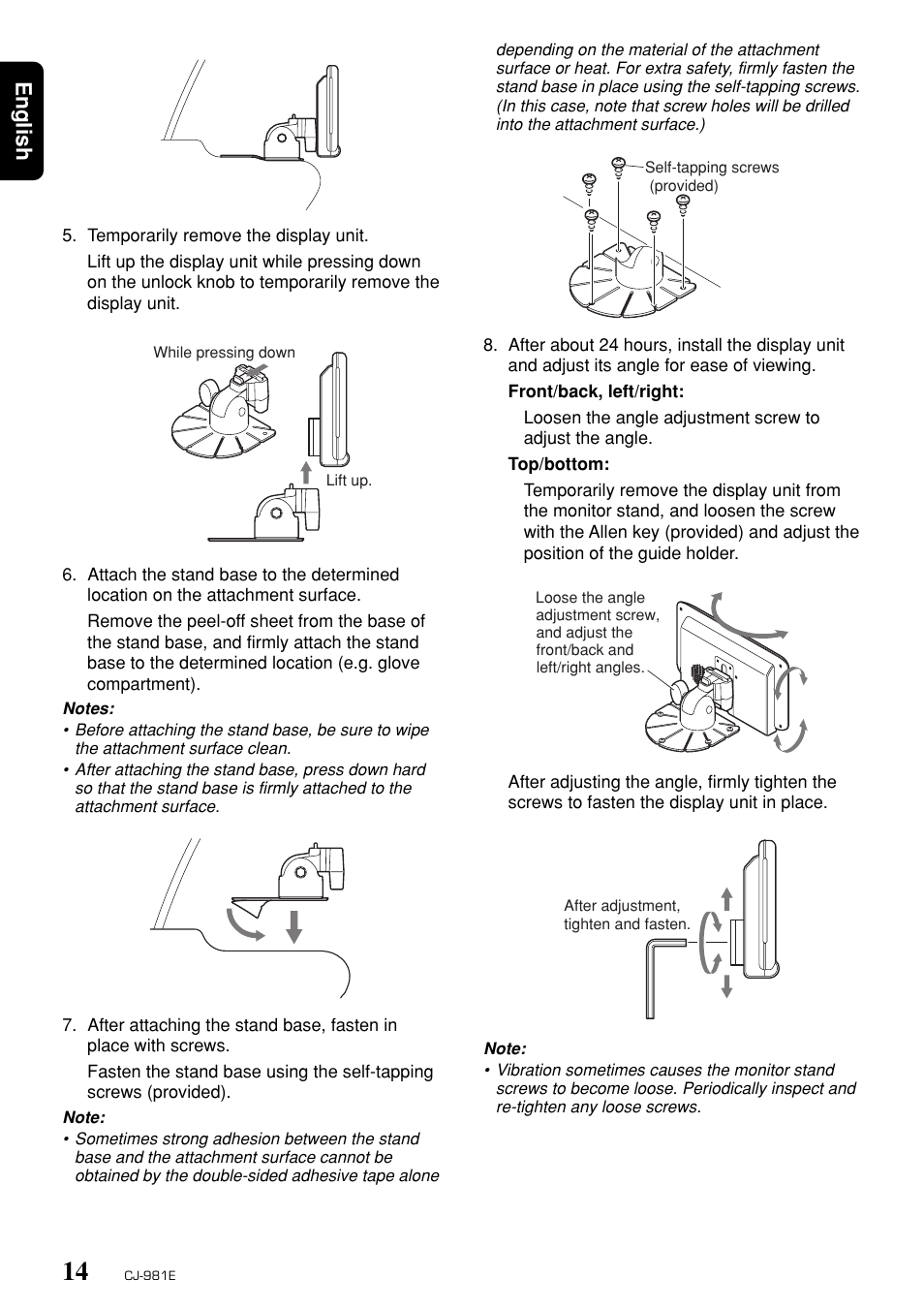 English | Clarion CJ-981E User Manual | Page 12 / 15