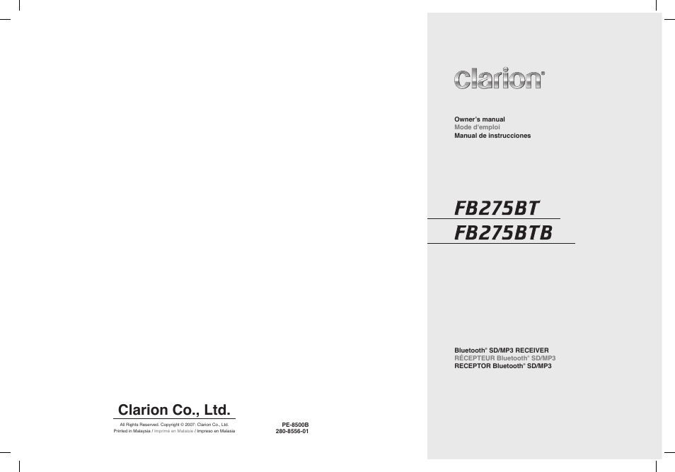 Clarion co., ltd | Clarion FB275BTB User Manual | Page 39 / 39