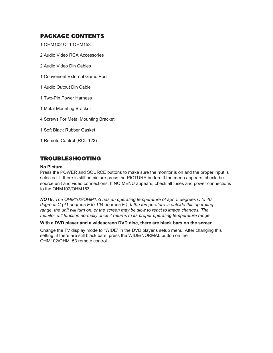 Clarion OHM102/OHM153 User Manual | Page 19 / 22