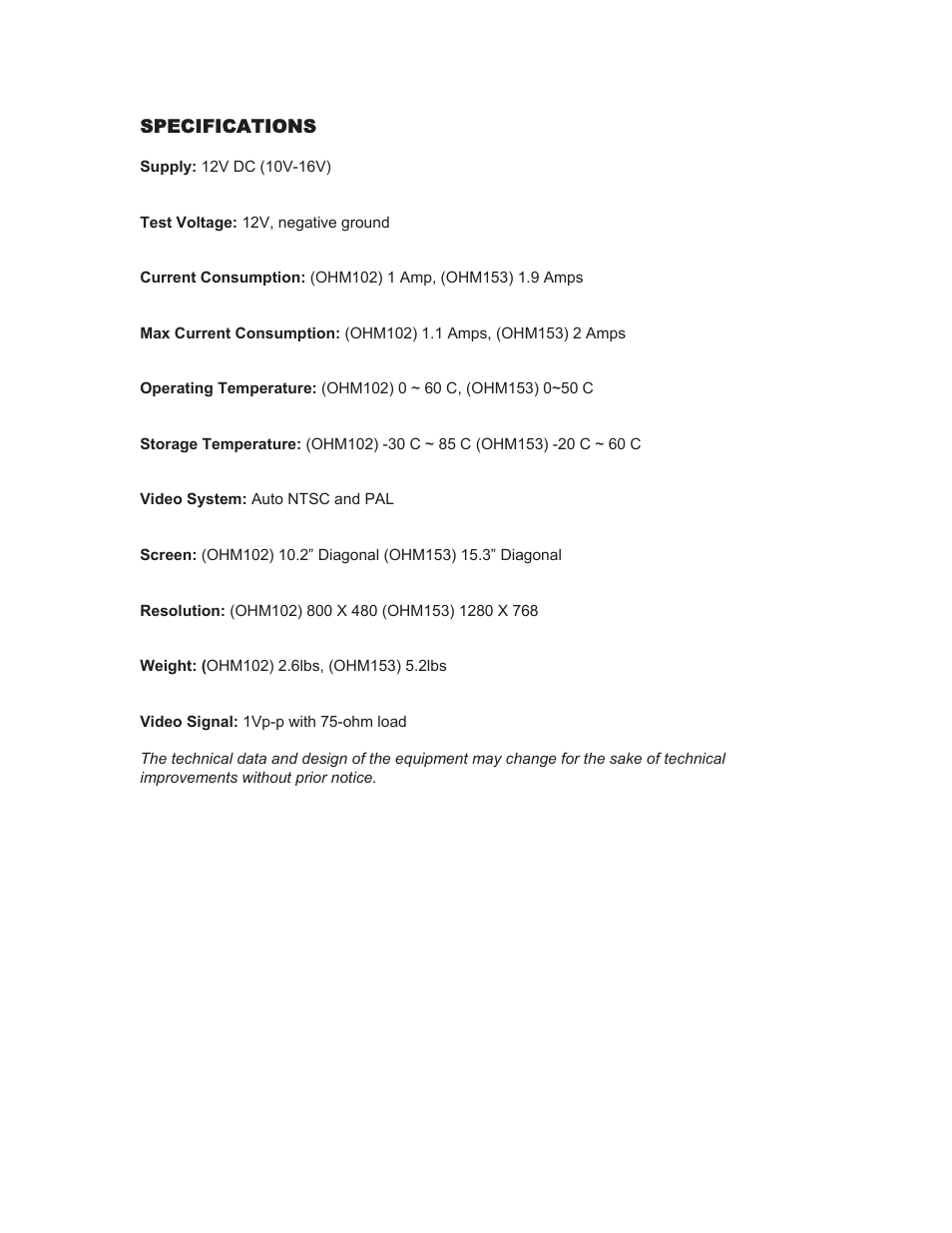 Clarion OHM102/OHM153 User Manual | Page 20 / 22