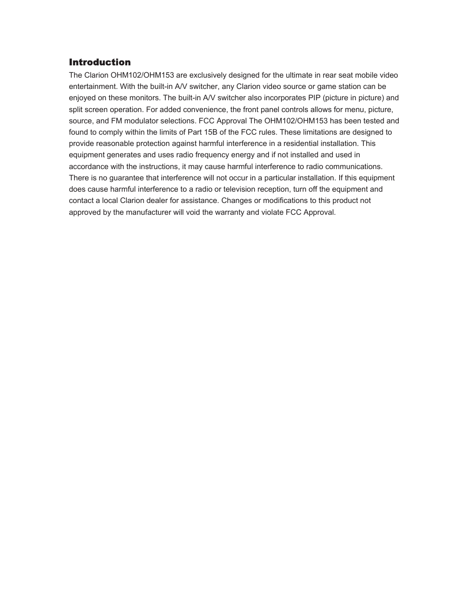 Clarion OHM102/OHM153 User Manual | Page 3 / 22