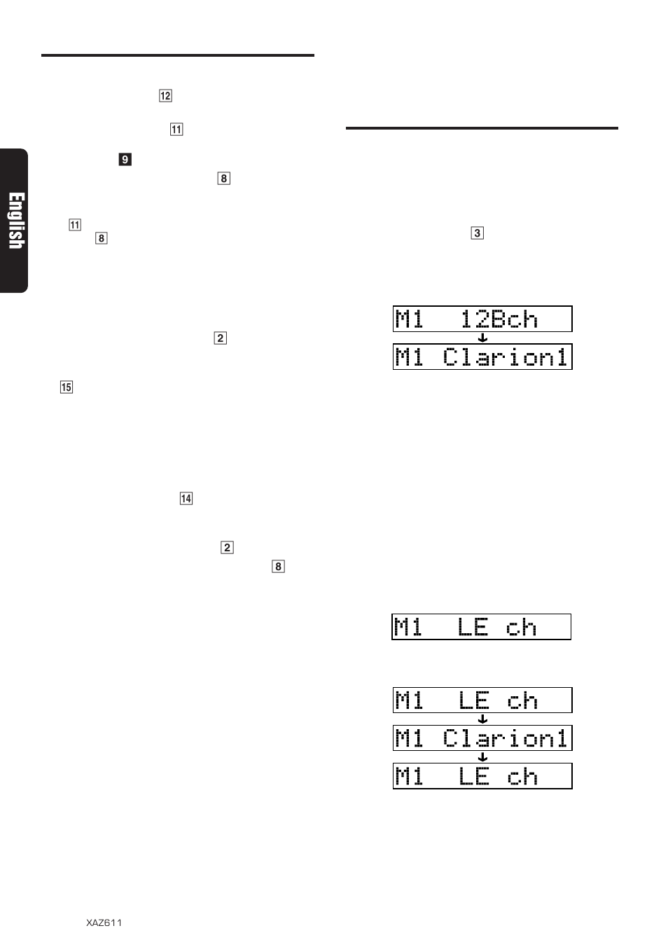 Digital radio / dab operations, English, Ac processor operations selecting a p.eq menu | Listening to the dab station, Switching displays | Clarion XAZ611 User Manual | Page 22 / 28